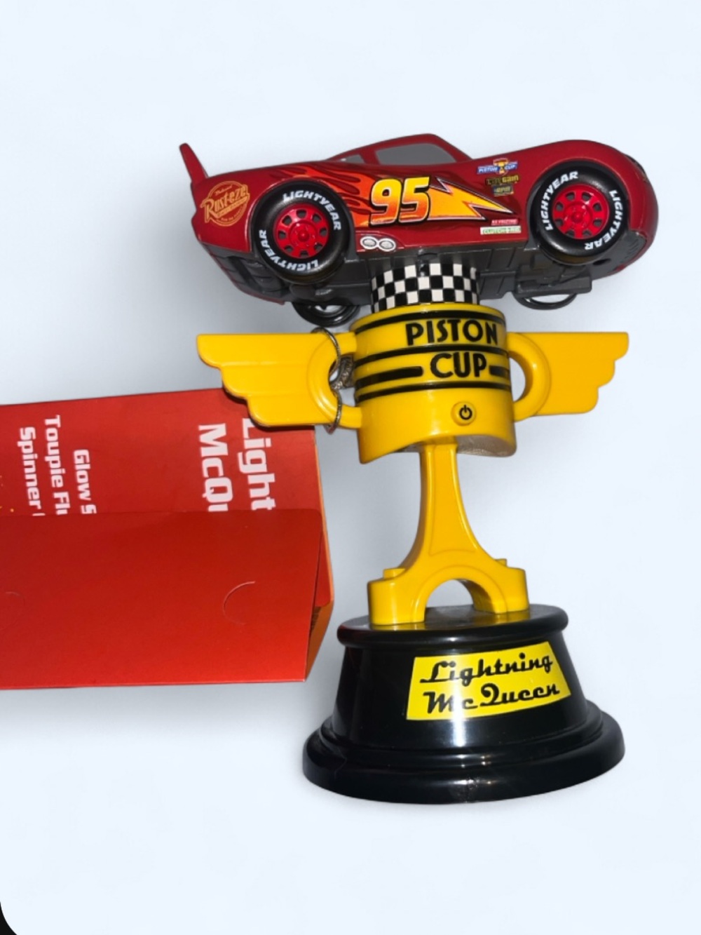 Disney Lightning McQueen Toy with Yellow Piston Cup Trophy